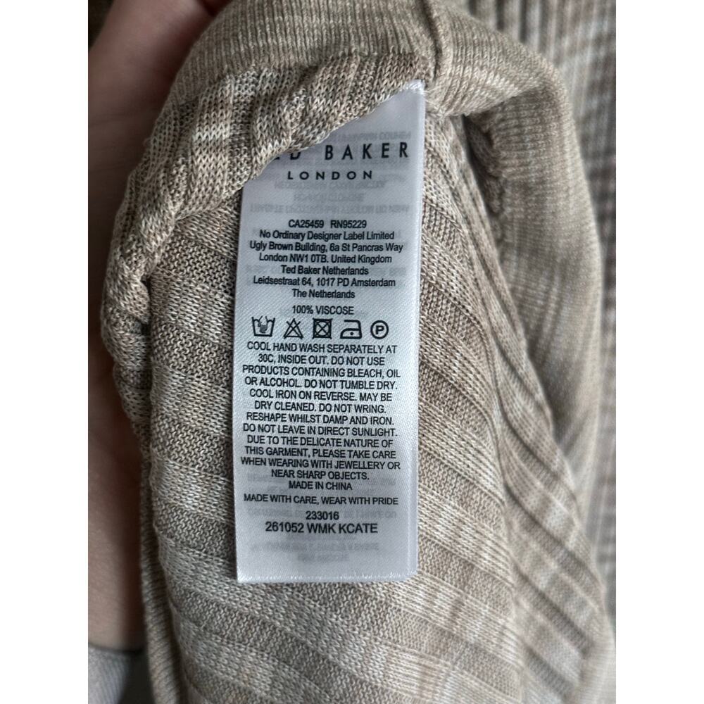 TED BAKER tan stretch Rayon Ribbed Tank sleeveless beige Kcate blouse top - Picture 12 of 13